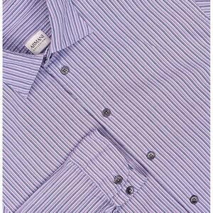 Armani Collezioni Shirt Men Medium Purple Blue Striped Long Sleeve Cotton Dress